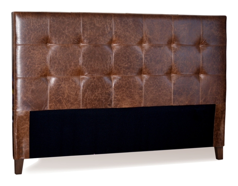 Headboard Biscuit Tufted Distressed Mink Brown Leather King Size