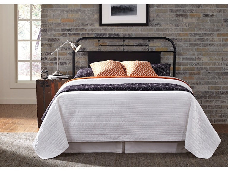 Headboard Black Metal Curved Top Open Frame Industrial Style