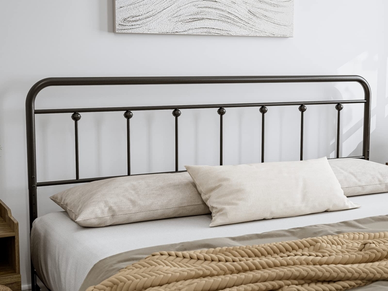 Headboard Black Metal Spindle Farmhouse with Ball Finials