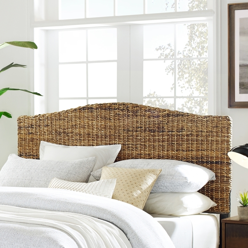 Headboard Camelback Silhouette Woven Cane Coastal Bedroom