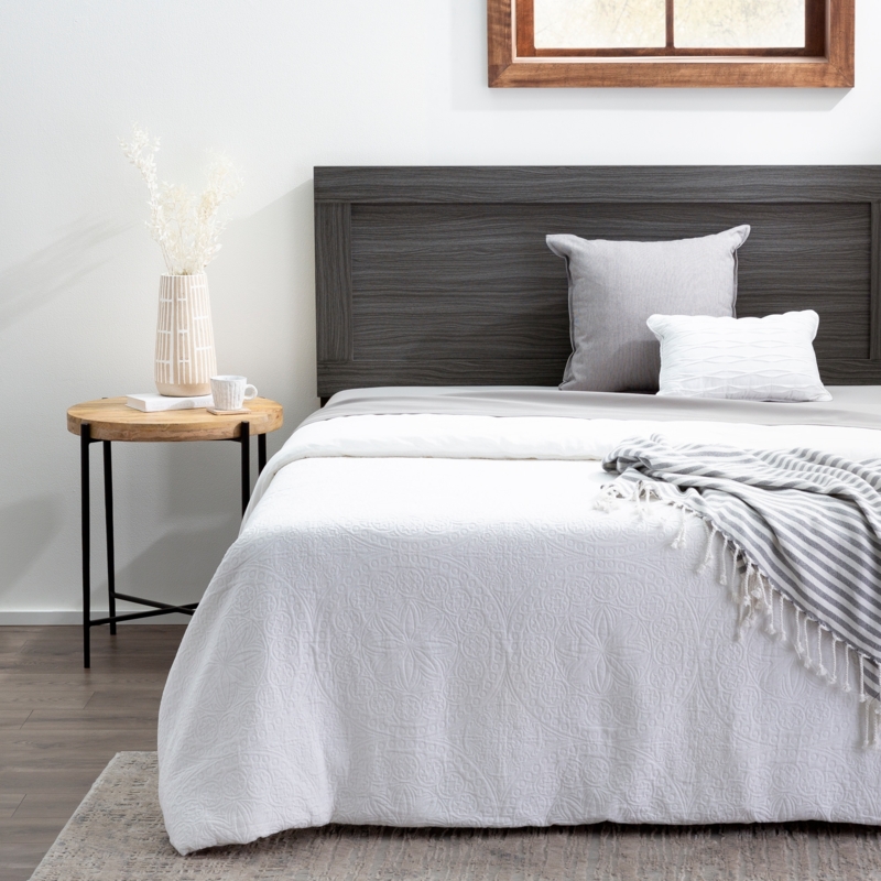 Headboard Charcoal Gray Inset Panel Design Minimalist Modern Style