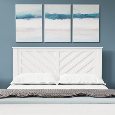 Headboard Chevron Slats in Modern Coastal Style White Finish