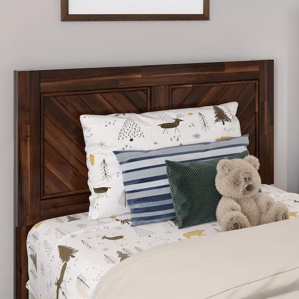 Headboard Chevron Wood Dark Brown Barnwood Rustic Modern Twin Size