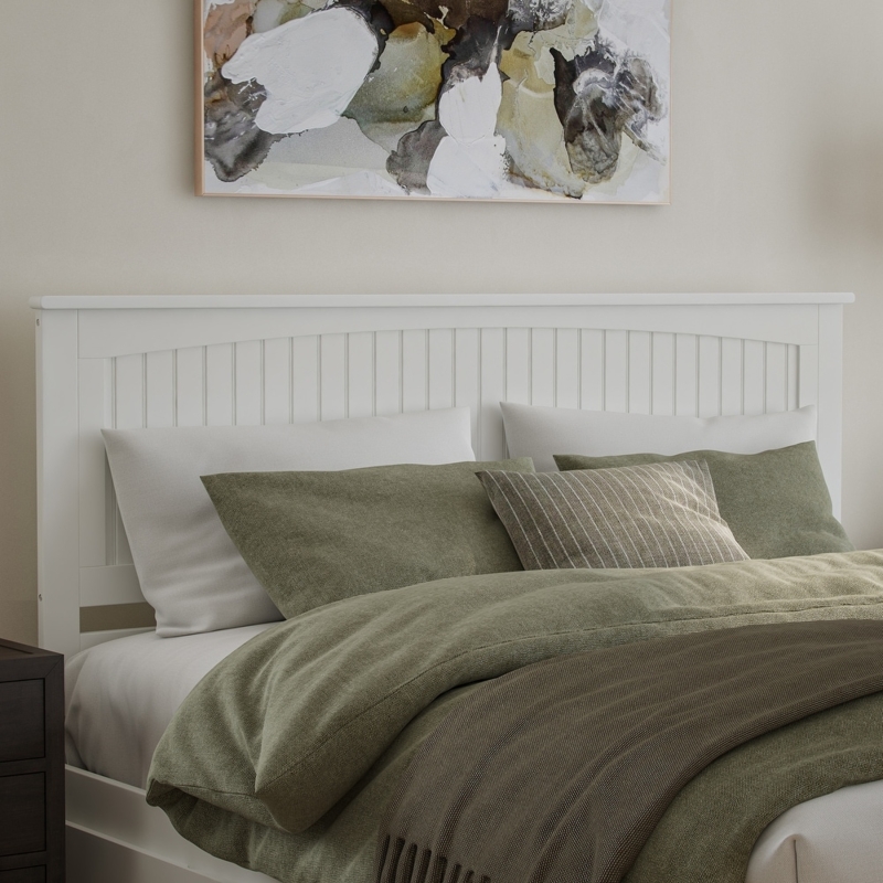 Headboard Coastal King Slatted Panel Arched Silhouette Beadboard Style