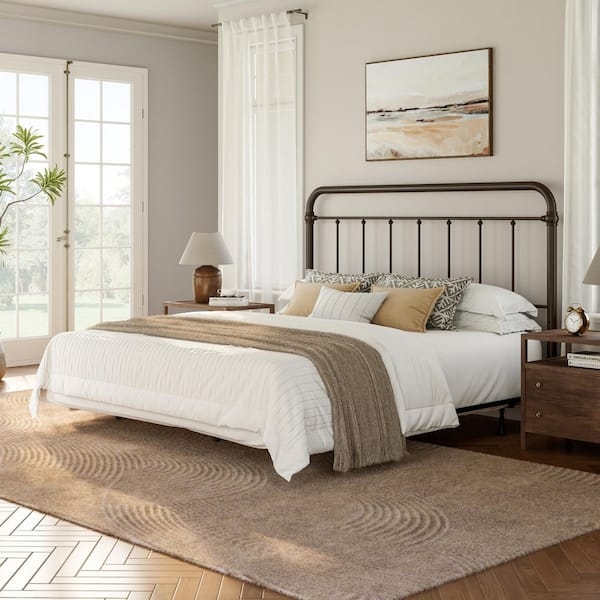 Headboard Dark Bronze Metal Spindle with Knuckle Joint Accents