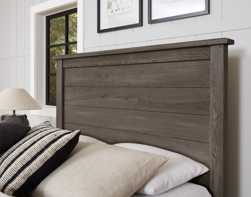 Headboard Driftwood Grey Finish Horizontal Plank Rustic Farmhouse