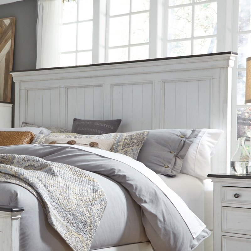 Headboard Farmhouse King Paneled Beadboard Detail Two-Tone Finish