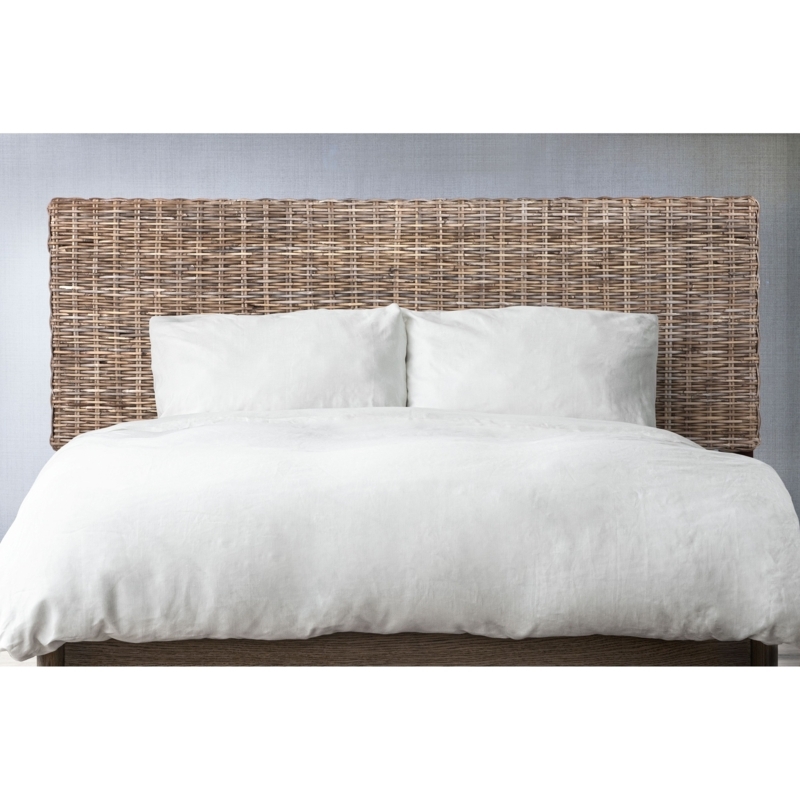 Headboard Horizontal Pattern Woven Rattan Coastal Transitional
