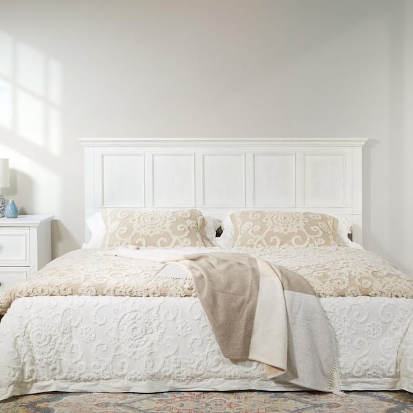 Headboard King Farmhouse Paneled Rustic Whitewashed Finish