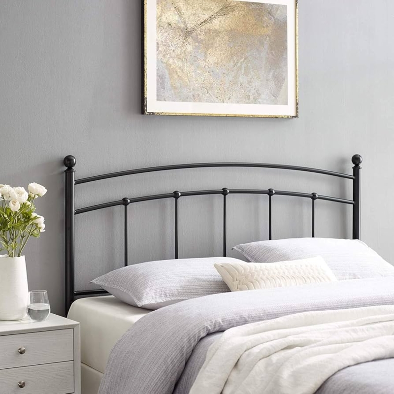 Headboard Modern Farmhouse Metal Arched Spindle Double Rail