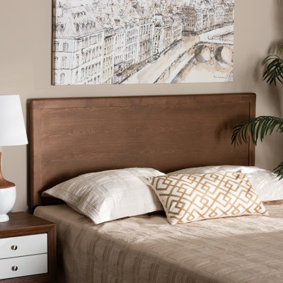 Headboard Modern Warm Wood Tone Rectangular with Inset Frame Detail