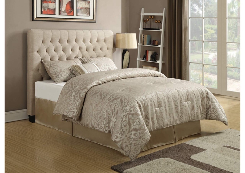 Headboard Oatmeal High Profile Diamond Tufted Upholstery