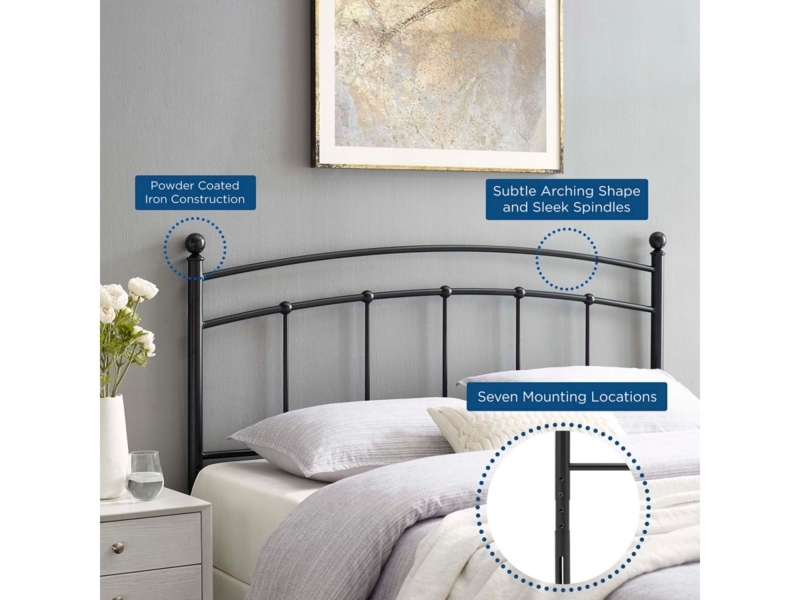 Headboard Powder Coated Iron Arched Spindle Adjustable Height