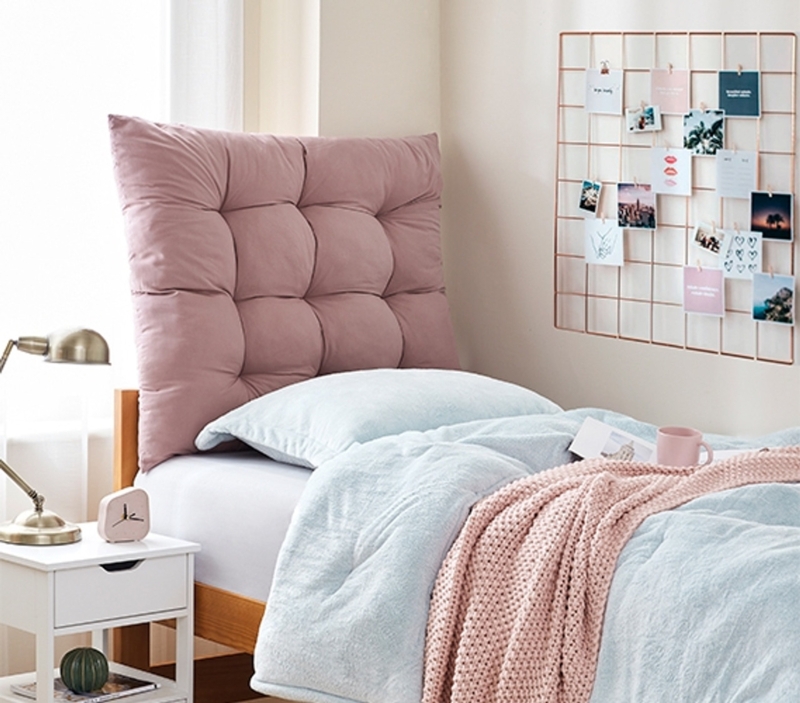 Headboard Puffy Tufted Cushion in Mauve for Dorm Bedding Decor