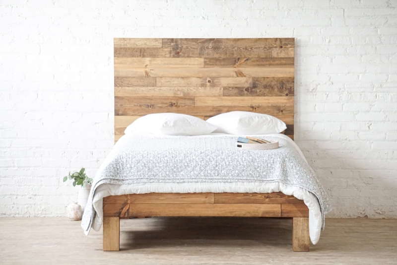 Headboard Rectangular Silhouette Vertical Slats Handmade Cedar Plank