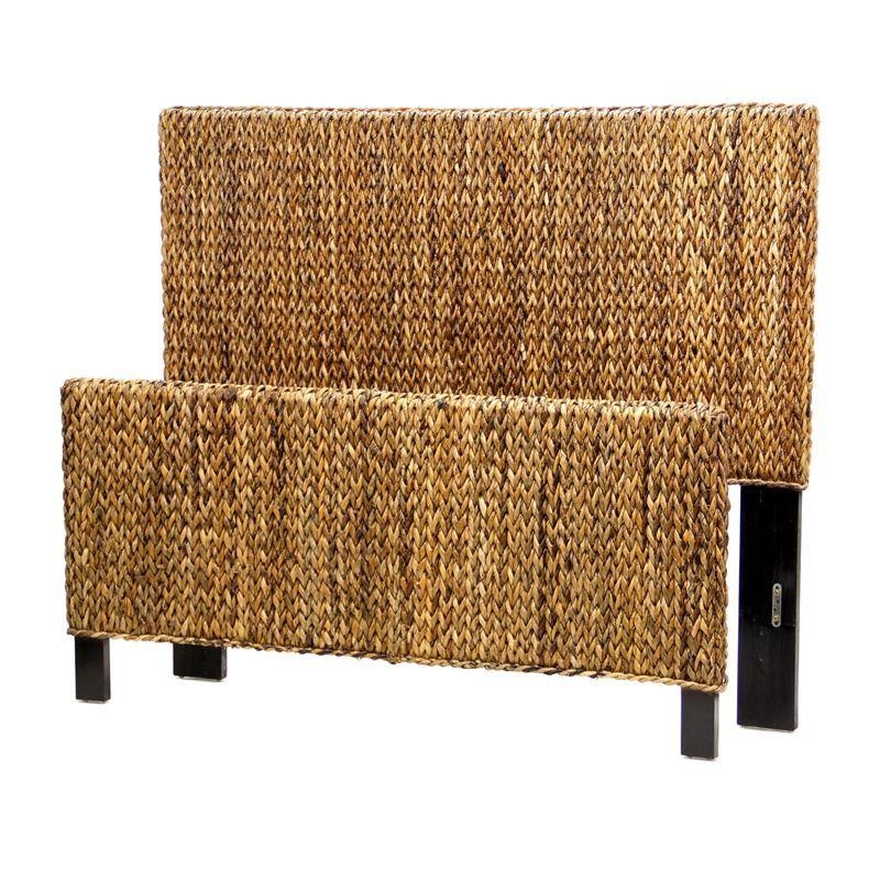 Headboard Seagrass Texture Woven With Footboard Coastal