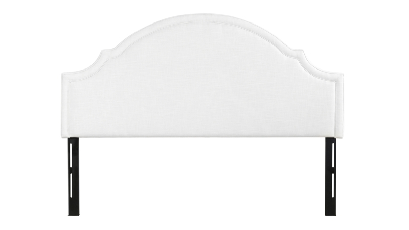 Headboard Traditional King Camelback Silhouette Antique White Fabric