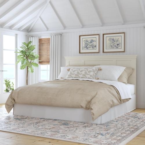Headboard Traditional King Recessed Paneling Off-White Finish Cottage