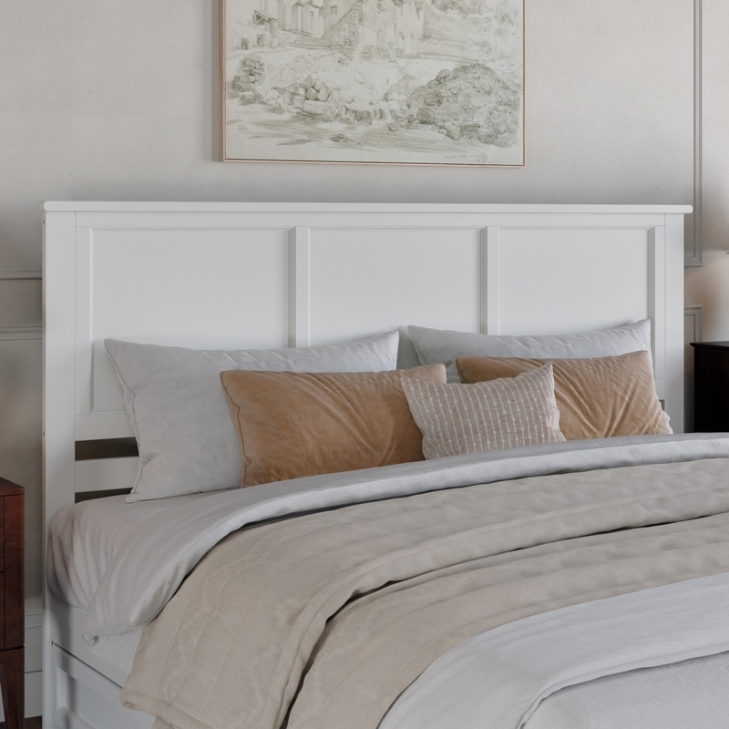 Headboard Transitional King Three-Panel Layout Architectural Shaker Style
