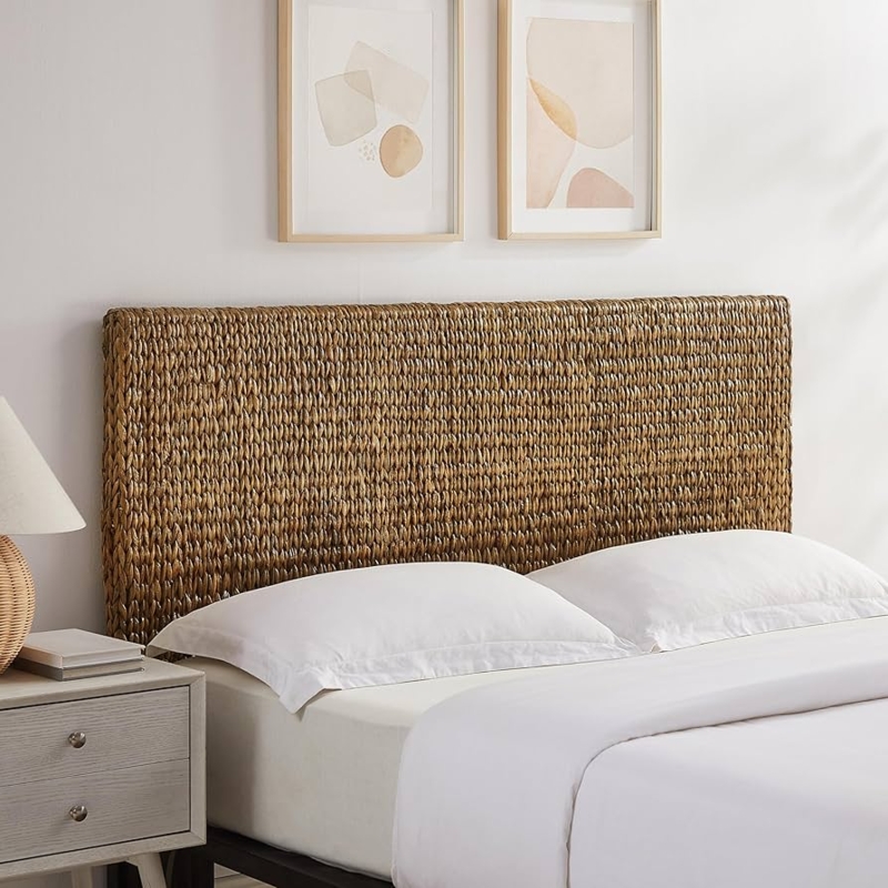 Headboard Vertical Seagrass Weave Handwoven Texture Rectangular Coastal