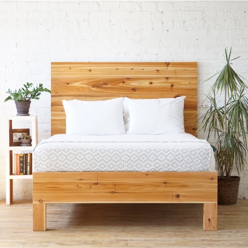 Headboard Vertical Supports Variegated Wood Tones Textured Wall Statement