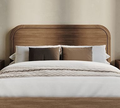 Headboard Wall Mounted Curved Wood Panel Modern Organic Bedroom