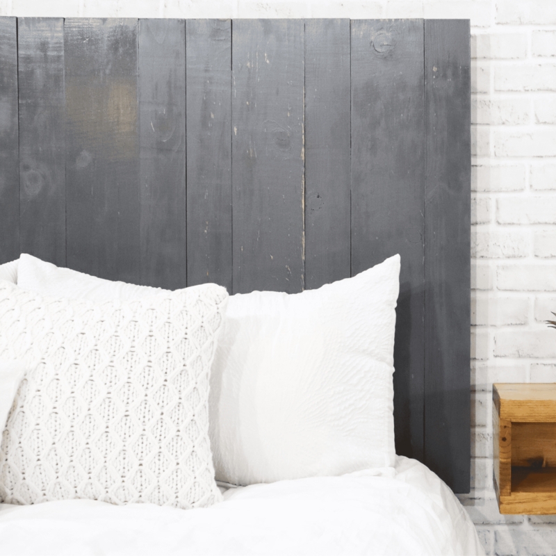 Headboard Wall Mounted Floating Panel Vertical Gray Planks Weathered