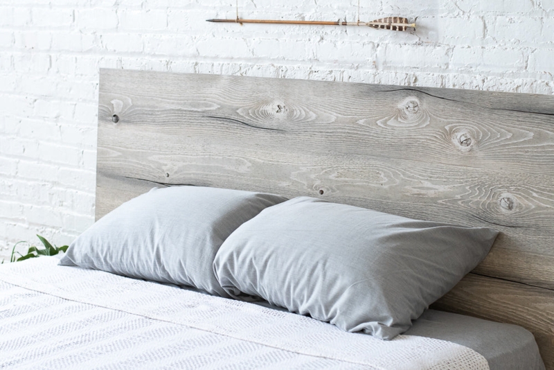 Headboard Weathered Gray Finish Natural Knots Industrial Style
