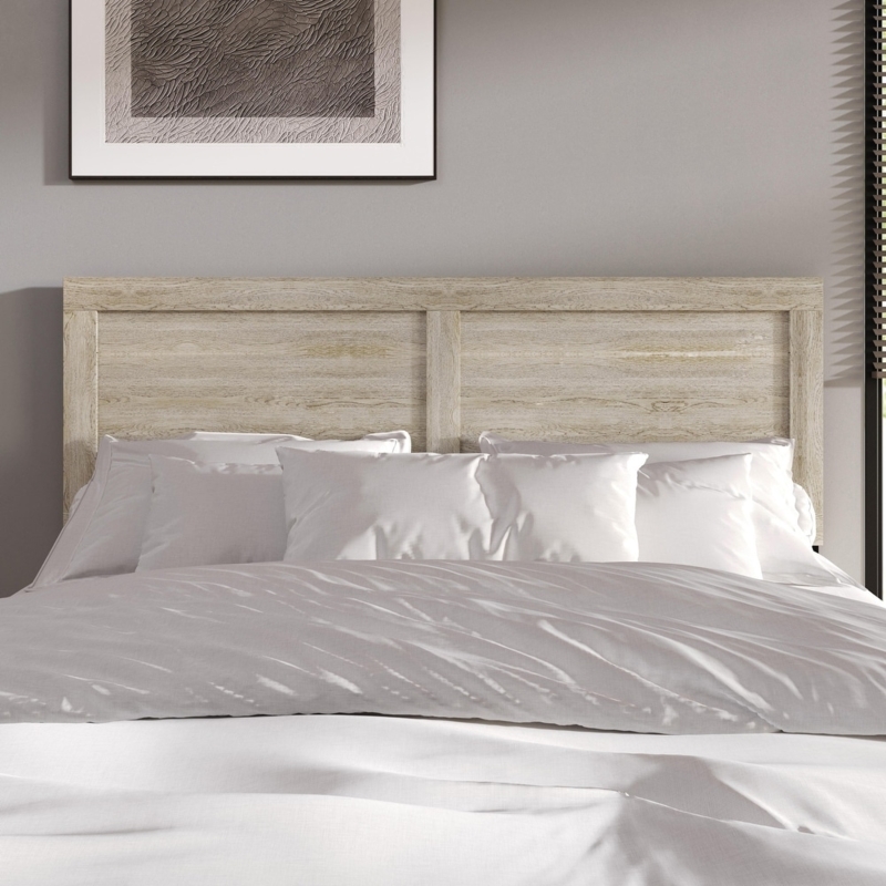 Headboard Weathered Wood Paneled Design Grey Beige Minimalist