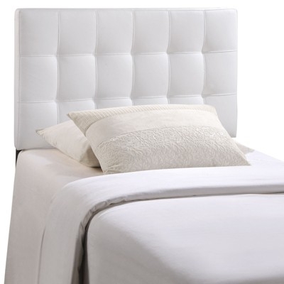 Headboard White Grid Tufting Square Stitched Modern