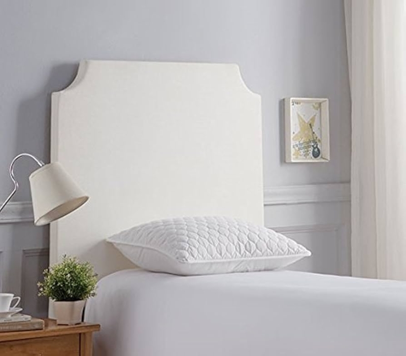 Headboard White Notched Corners Minimalist Upholstered