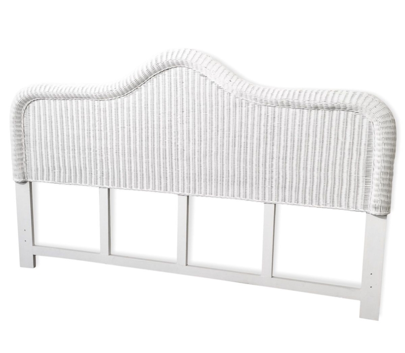 Headboard White Wicker Traditional Coastal Cottage Style