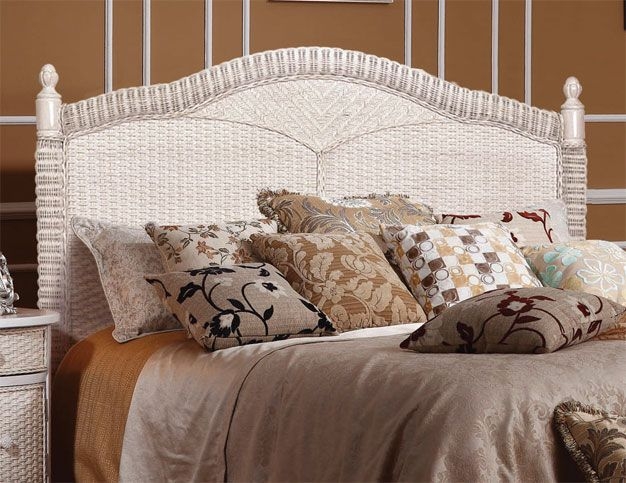 Headboard Whitewashed Wicker Arched Finial Posts Coastal