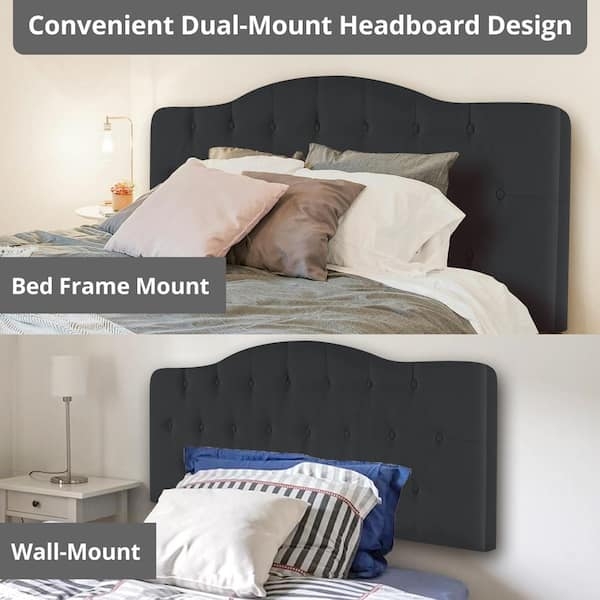 Headboard with Diamond Button Tufting and Black Finish