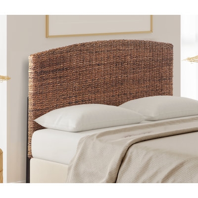 Headboard with Tightly Woven Fiber, Arched Silhouette & Multi-Tonal Brown