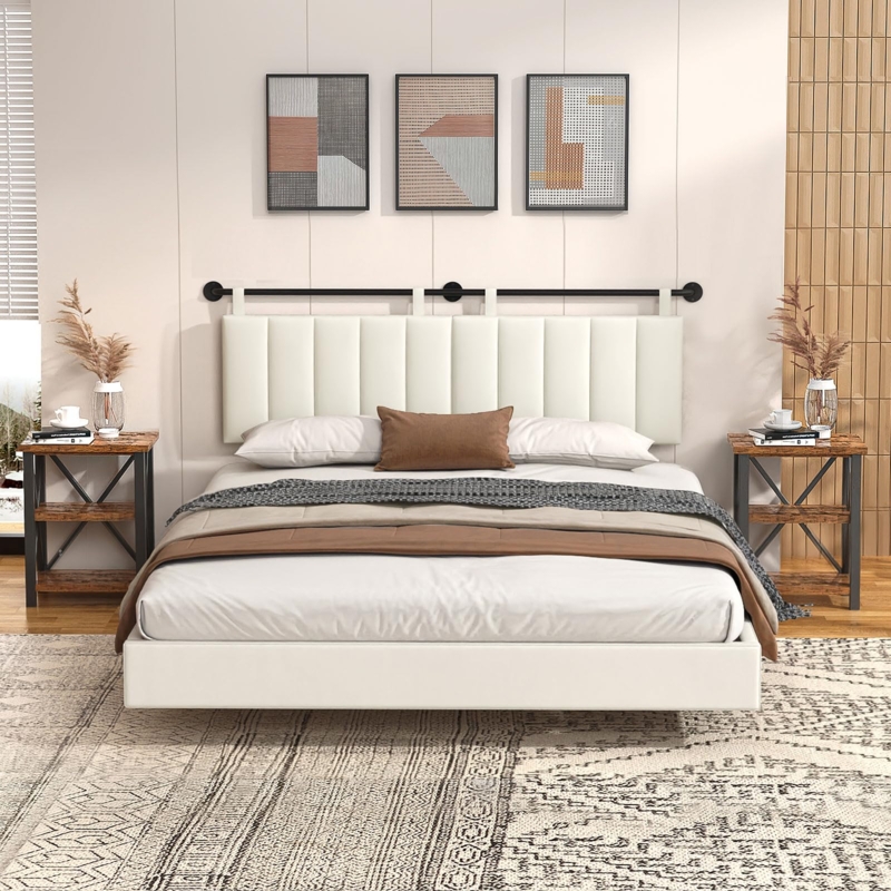 Headboard with Vertical Channel Tufting, Velvet Texture