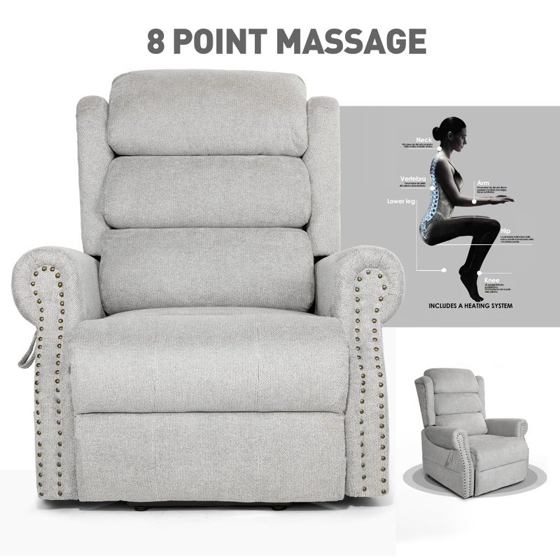 Heated Power Lift Recliner with 8-Point Massage System