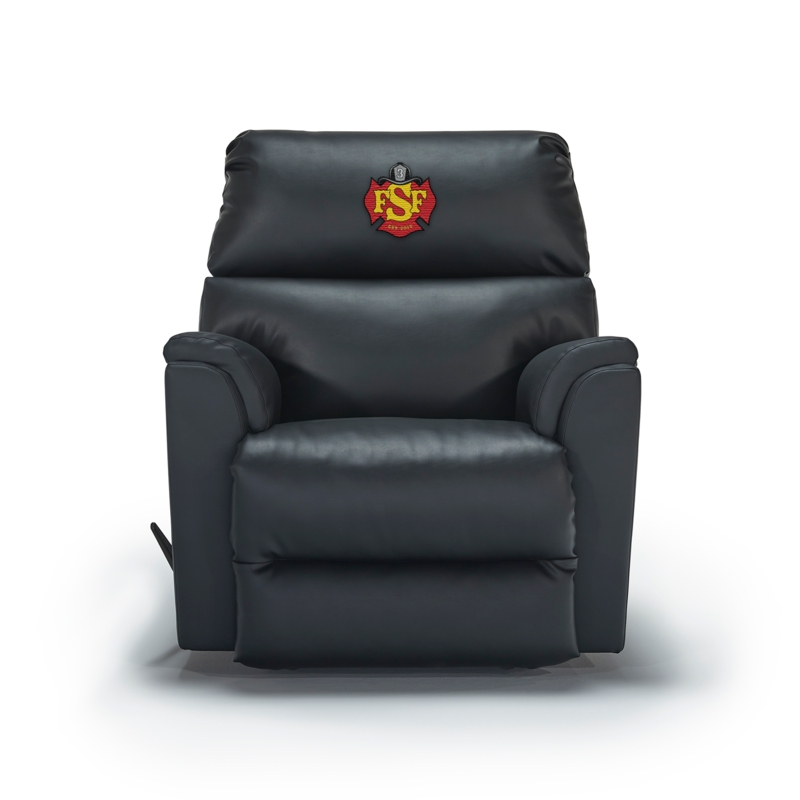 Heavy Duty Black Manual Recliner with Custom Embroidered Headrest Emblem
