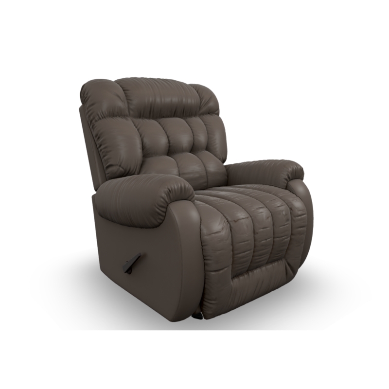 Heavy Duty Leather Recliner in Bark Brown with Horizontal Tufting