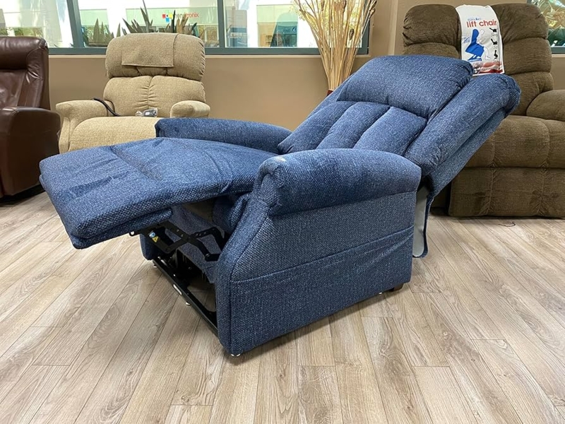 Heavy Duty Power Lift Chair in Ocean Blue Fabric with Split Back
