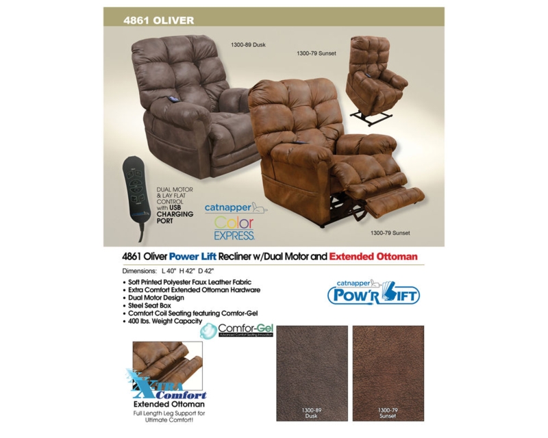 Heavy Duty Power Lift Recliner with 400 lb Capacity & USB Port
