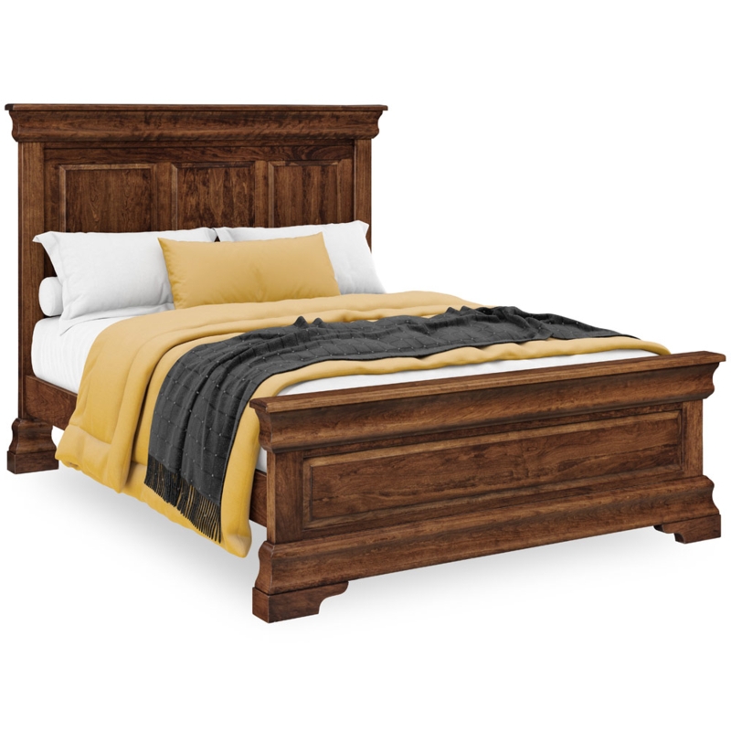 Heavy Duty Wood Bed with Raised Paneling and Traditional Bun Feet