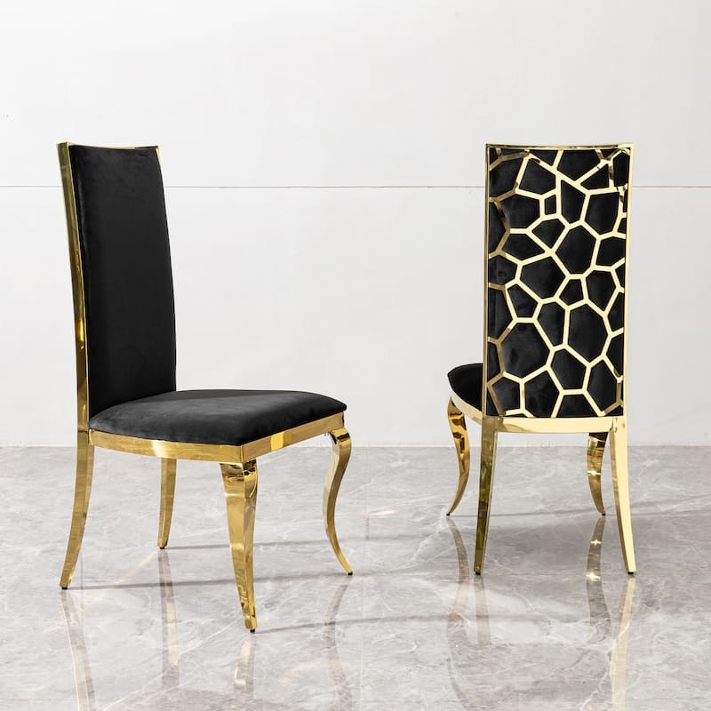 High-Back Accent Chairs with Polished Geometric Lattice Pattern