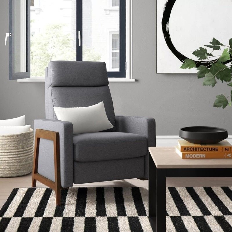 High-Back Recliner with Integrated Wood Frame and Tapered Legs