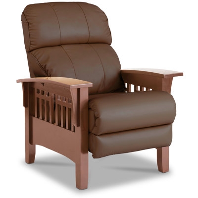 High Leg Recliner with Segmented Back Support Brown Farmhouse Style