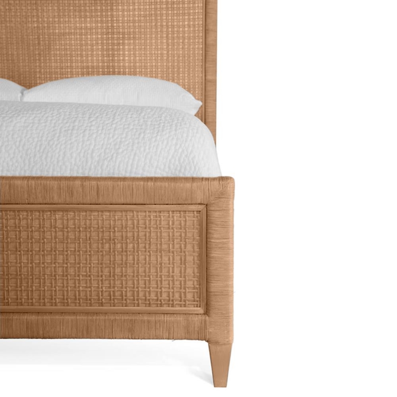 Honey Brown Rattan Bed Basket Weave Texture Coastal Woven Bed Frame