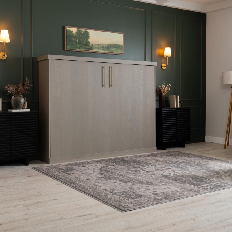 Horizontal Murphy Bed in Clay Grey with Matte Finish