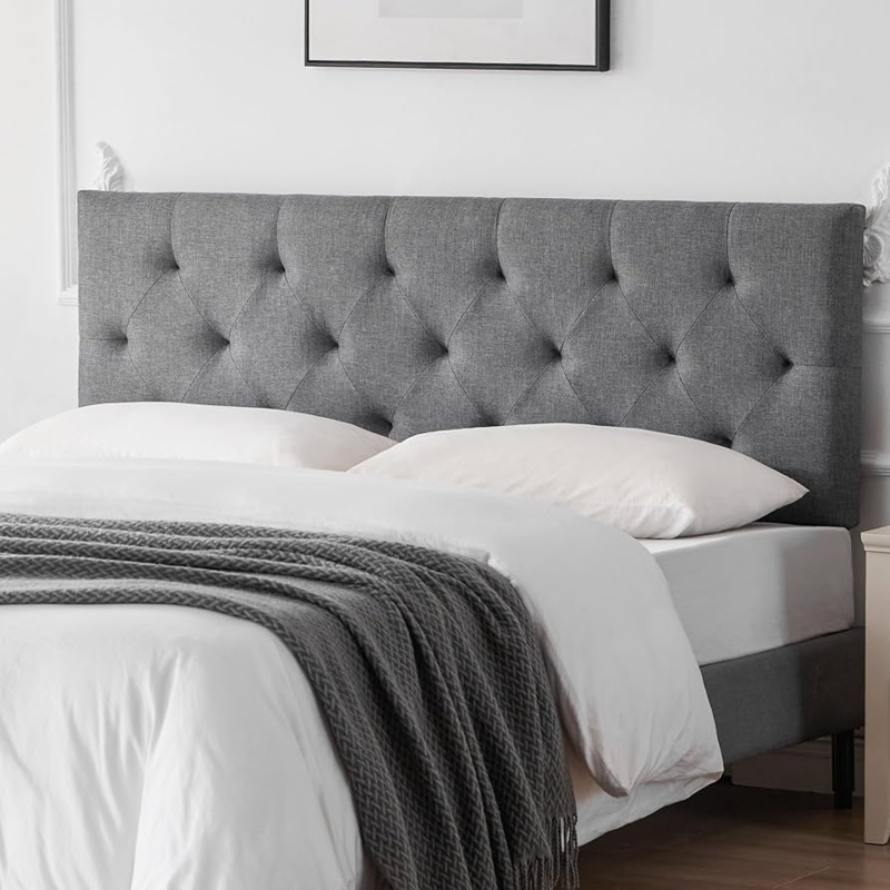 - Howjoe Linen Upholstered Headboard Queen Size, Modern Diamond  Tufting Solid Wood Queen Headboard Only, Adjustable Height from 37 to 51  Head Board, Bed Frame or Wall Mount Headboards, Light Grey