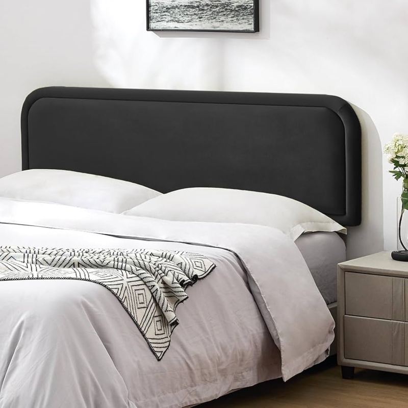- Howjoe Velvet Headboard Queen, Upholstered Headboard Queen  Size Only, Fabric Headboards with Durable Metal Legs from 41 to 49  Height, Sturdy and Durable Solid Wood Bed Head Board, Black