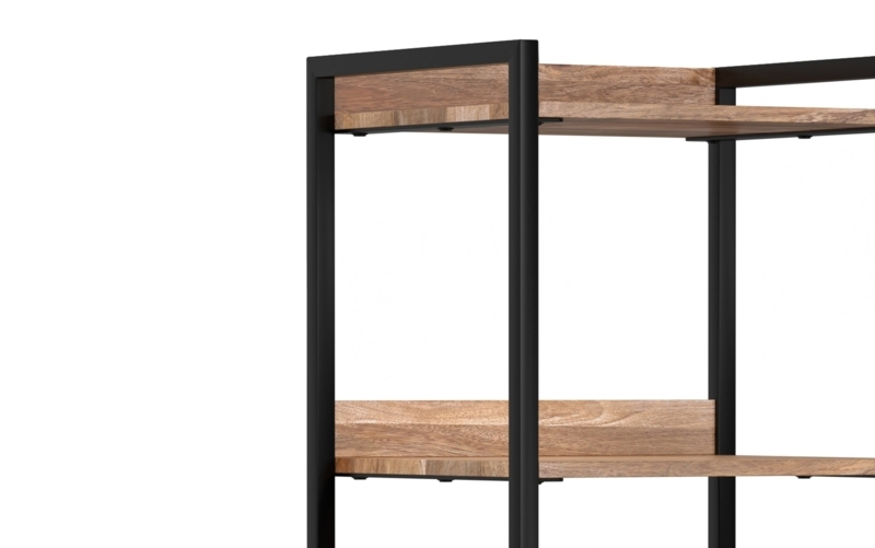 Industrial Bookcase with Black Metal Frame and Wood Toned Shelves